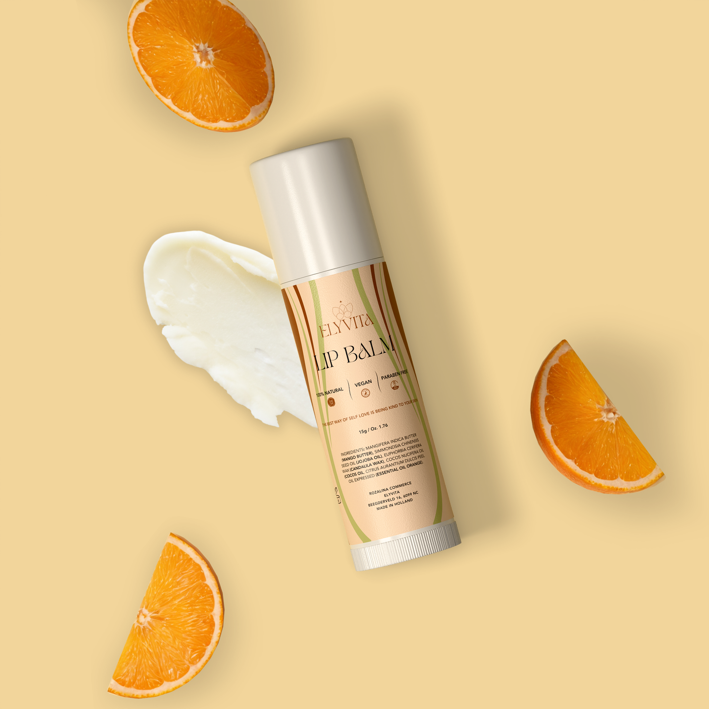 Lippenbalsem - Fruity Balm met Sinaasappel & Kokosolie